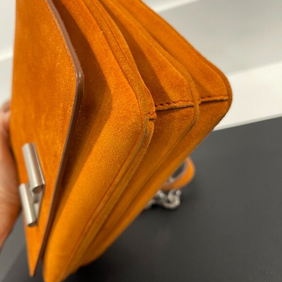 Prada Orange Suede Lock Flap Chain Shoulder Bag (141155) - Picture 4 of 14